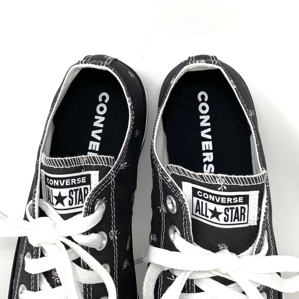 Converse 170990F Women CTAS OX Dainty Floral Black Canvas Low Sneaker AUTHENTIC_7